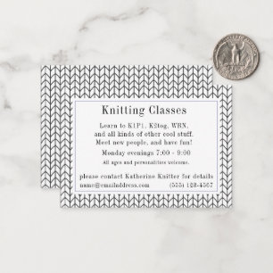 BLACK LINE KNIT "Knitting Classes" Business Card