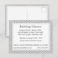 BLACK LINE KNIT "Knitting Classes" Postcard