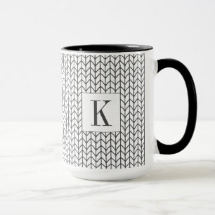 BLACK LINE KNIT Tall Black Combo Mug + Initial