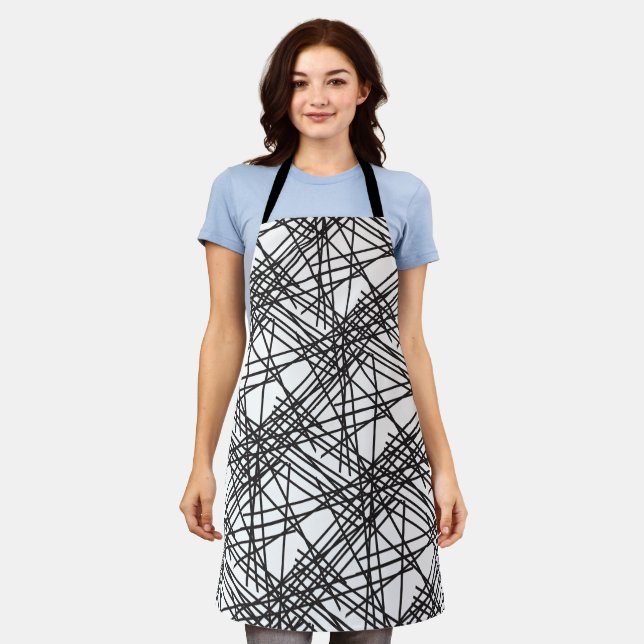 Black Line Mesh Effect Design Apron (Worn)