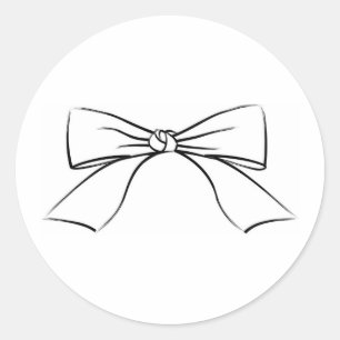 Black Line Ribbon Bow Classic Round Sticker