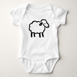 Black Line Sheep – Cozy Animal Ink Design on Baby Bodysuit