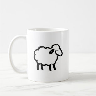 Black Line Sheep – Cozy Animal Ink Design on Coffee Mug
