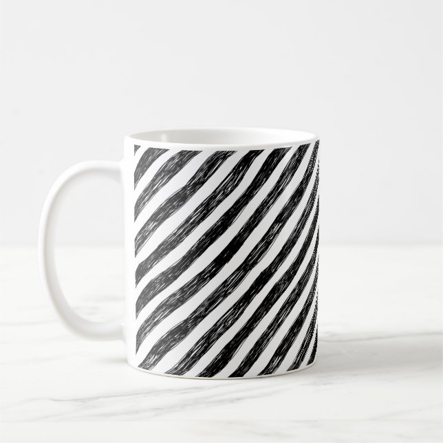 Black linear stripes, seamless pattern. coffee mug (Left)