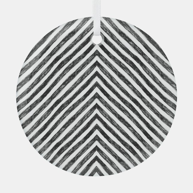 Black linear stripes, seamless pattern. glass tree decoration (Front)
