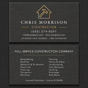 Black Linen Building Construction Business Card