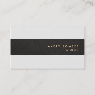 Black Linen Look Simple Modern Stripe Professional Business Card