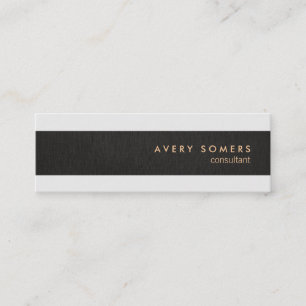Black Linen Look Simple Modern Stripe Professional Mini Business Card