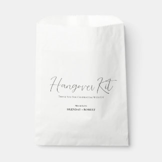 Black linen Simple Script Hangover Recovery Kit Favour Bag