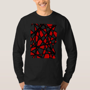 Black Lines Create Irregular Shapes Red Accent Abs T-Shirt