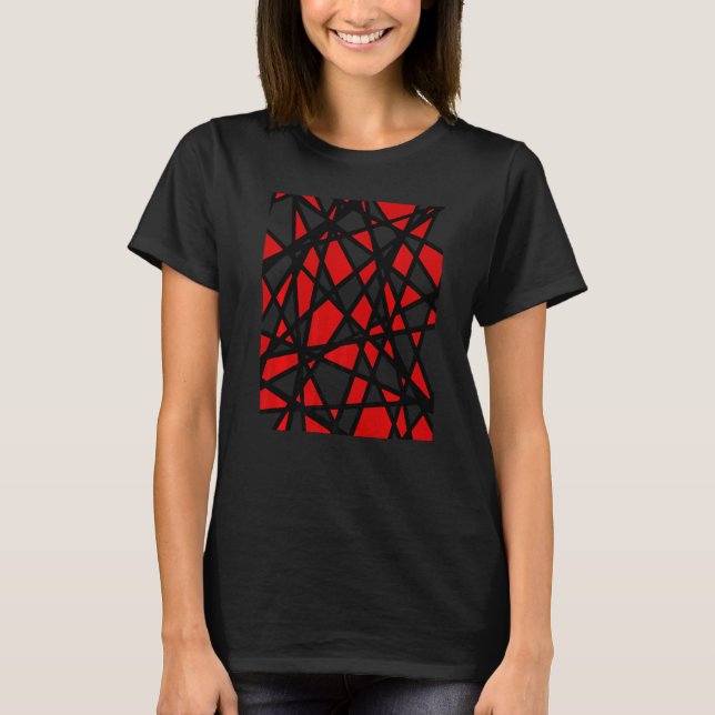 Black Lines Create Irregular Shapes Red Accent Abs T-Shirt (Front)