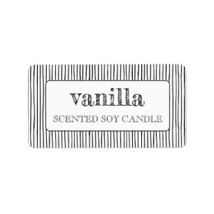 Black Lines On White Scented Soy Candle Labels