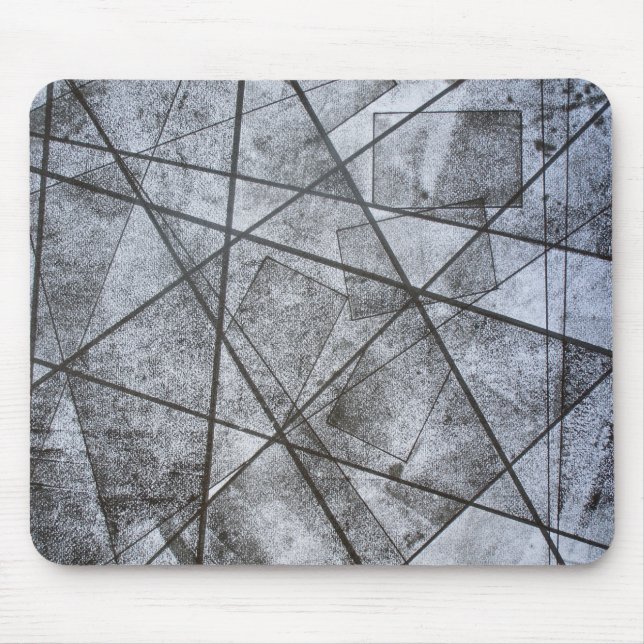 Black Lines white gray stripe rectangles abstract Mouse Pad (Front)