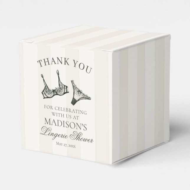 Black Lingerie Bachelorette Bridal Shower Dessert Favour Box (Front Side)