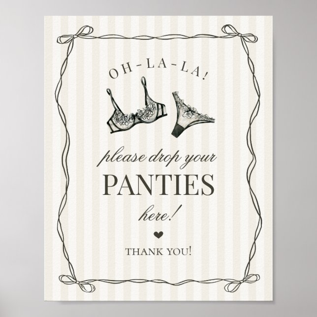 Black Lingerie Bachelorette Panties Please Sign (Front)