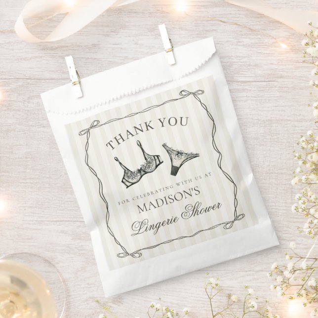 Black Lingerie Shower Bachelorette Party Dessert Favour Bag (Clipped)