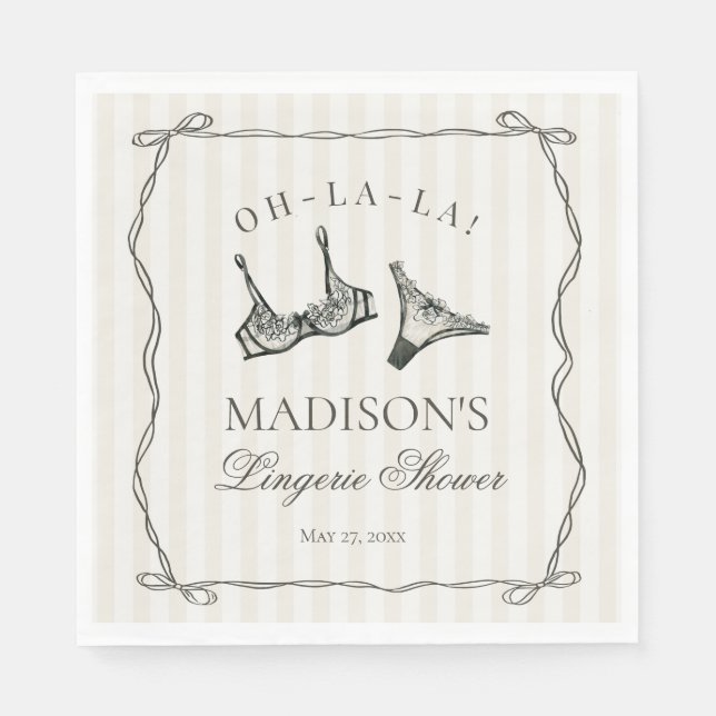 Black Lingerie Shower Bachelorette Table Decor Napkin (Front)