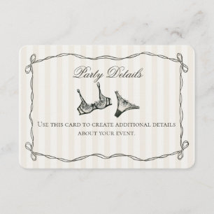 Black Lingerie Shower Beige Details Invite Insert