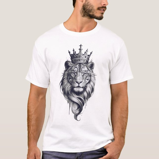 Black Lion King Head Luxury T-Shirt  (Front)