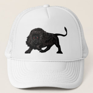 Black lion prowling trucker hat
