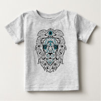 Black Lion Sugar Skull Blue Glitter