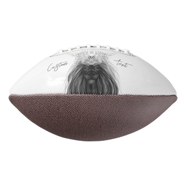 Black Lion with Antlers Crown and Monogram Football (Rotated 270)