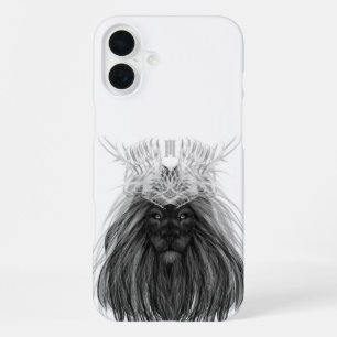 Black Lion with Antlers Crown and Monogram iPhone 16 Plus Case