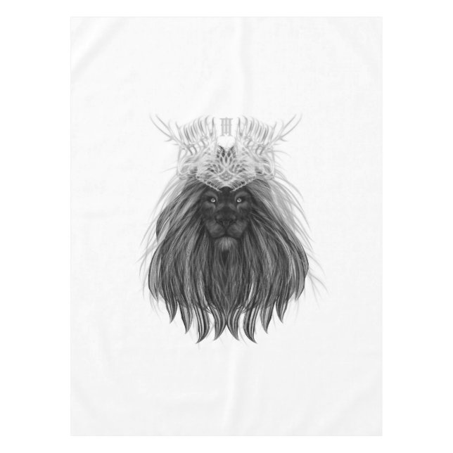 Black Lion with Antlers Crown and Monogram Tablecloth (Front)