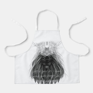 Black Lion with Antlers Crown, Monogram and Quote Apron
