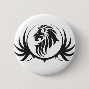 Black Lions Head 6 Cm Round Badge