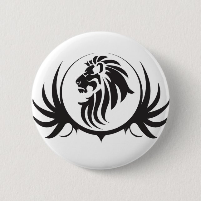 Black Lions Head 6 Cm Round Badge (Front)