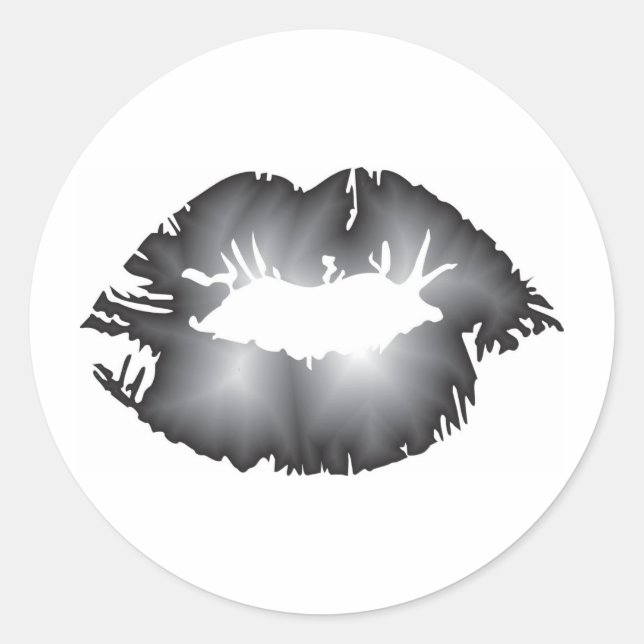Black Lips Classic Round Sticker (Front)