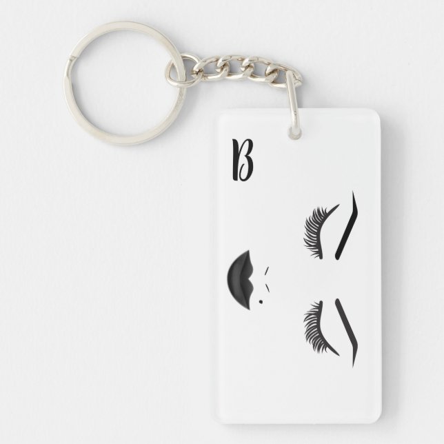 Black Lips Makeup Face Eyebrows Lips Glam Beauty Key Ring (Front)