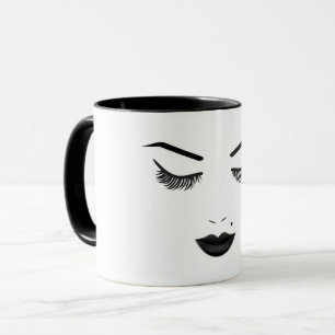 Black Lips Makeup Face Eyebrows Lips Glam Beauty Mug