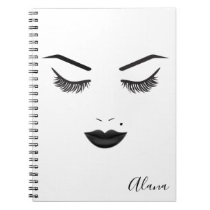 Black Lips Makeup Face Eyebrows Lips Glam Beauty Notebook