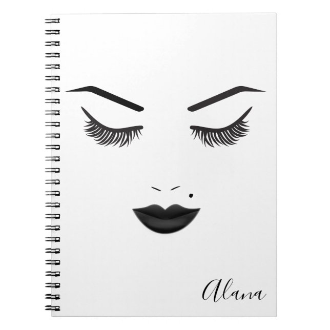 Black Lips Makeup Face Eyebrows Lips Glam Beauty Notebook (Front)
