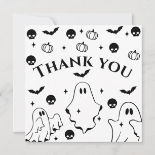 Black Little Ghost Halloween Baby Shower Thank You Card