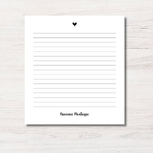 Black Little Heart Handwritten Name Lined Notepad