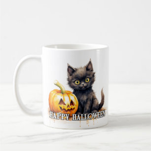 Black Little Kitten   Happy Halloween Coffee Mug