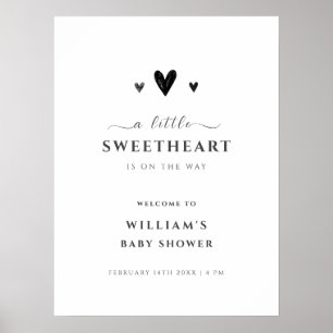 Black Little Sweetheart Welcome Baby Shower Poster