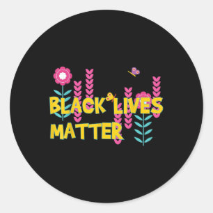 Black Lives Flower Street Mural Blm Awareness Classic Round Sticker