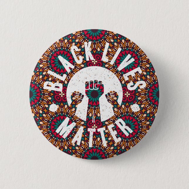 black lives matter african pattern 6 cm round badge (Front)