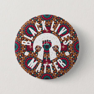 black lives matter african pattern 6 cm round badge