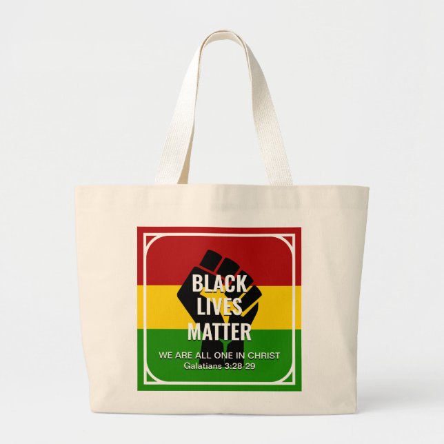 BLACK LIVES MATTER All One In CHRIST Christian Large Tote Bag (Front)