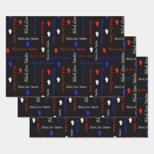 Black Lives Matter American Flag BLM Movement Wrapping Paper Sheet