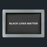 Black Lives Matter black and white text minimalist Belt Buckle<br><div class="desc">Black Lives Matter black and white text minimalist belt buckle.
Fully customisable white text on black plain solid editable colour background,  so you can personalise it and make it unique.</div>