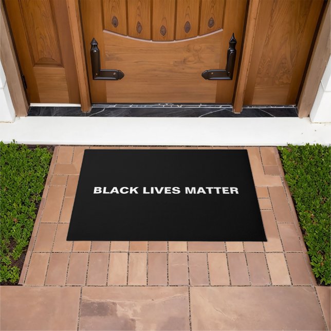 Black Lives Matter black and white text minimalist Doormat (Outdoor)