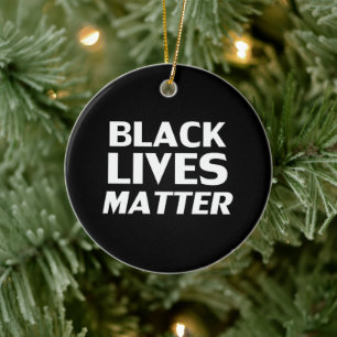 Black Lives Matter black white modern Christmas Ceramic Ornament