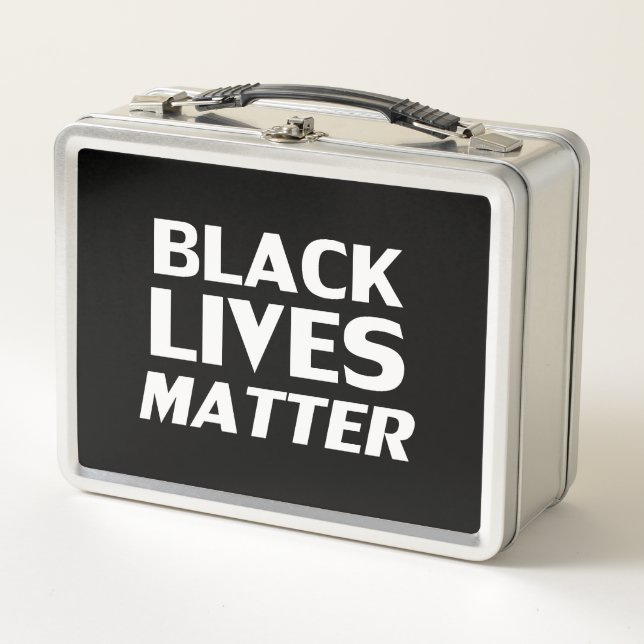 Black Lives Matter  black white modern typography Metal Lunch Box (Front)