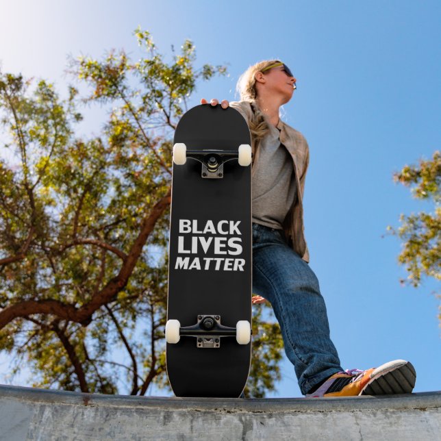 Black Lives Matter black white modern typography Skateboard (Outdoor 1)